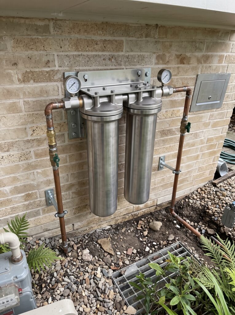 Stainless Steel Whole Home Water Filter Installed on Wall II
