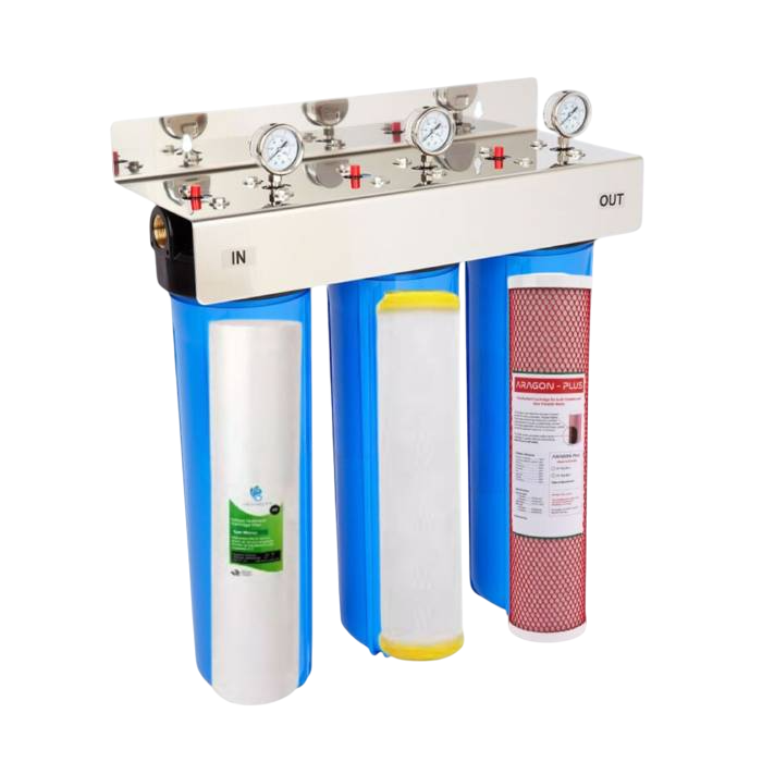 Whole House Triple 20" High Flow Filter – Chlorine, Antiscale & Bacteria (Hard Town Water) - Image 2