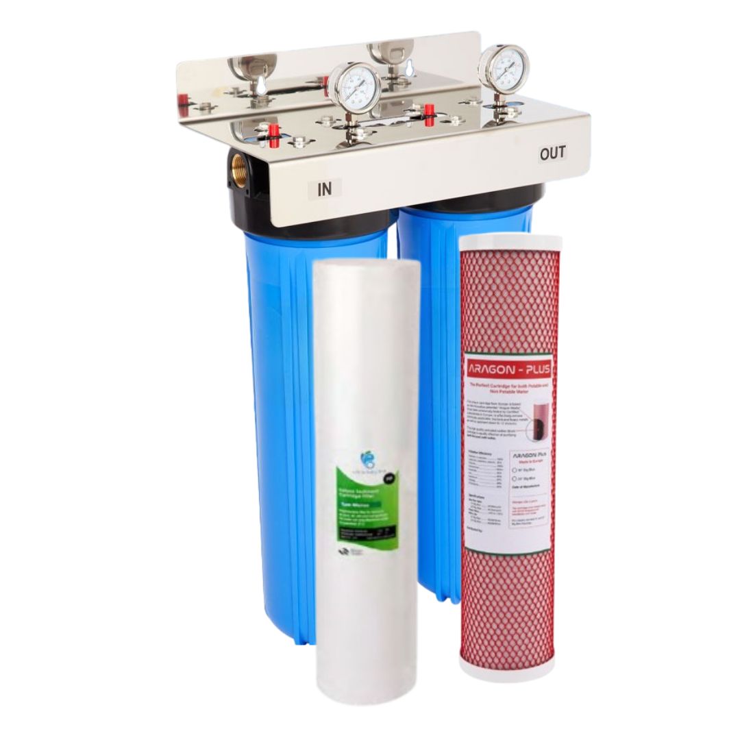 Whole House Twin 20" High Flow Water Filter - Chlorine, Chemicals & Bacteria (Town & Tank Water) - Image 2